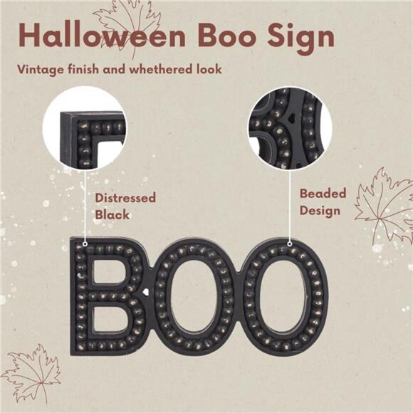 Halloween Boo Sign, Boo Letter Halloween Decorations For Home, Wooden Boo Sign - Picture 6 of 7